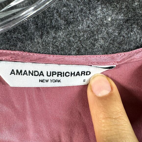 Amanda Uprichard Top Women's Small Pink Wrap Silk Cropped - Picture 3 of 7